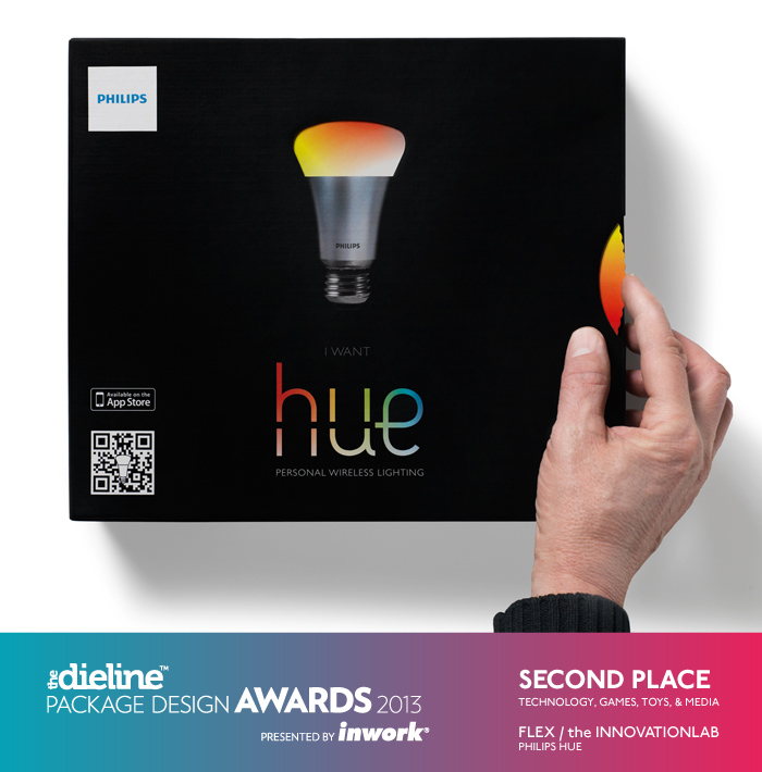 The Dieline Package Design Awards 2013: Technology, Games, Toys, & Media, 2nd Place – Interactive Package HUE / Philips