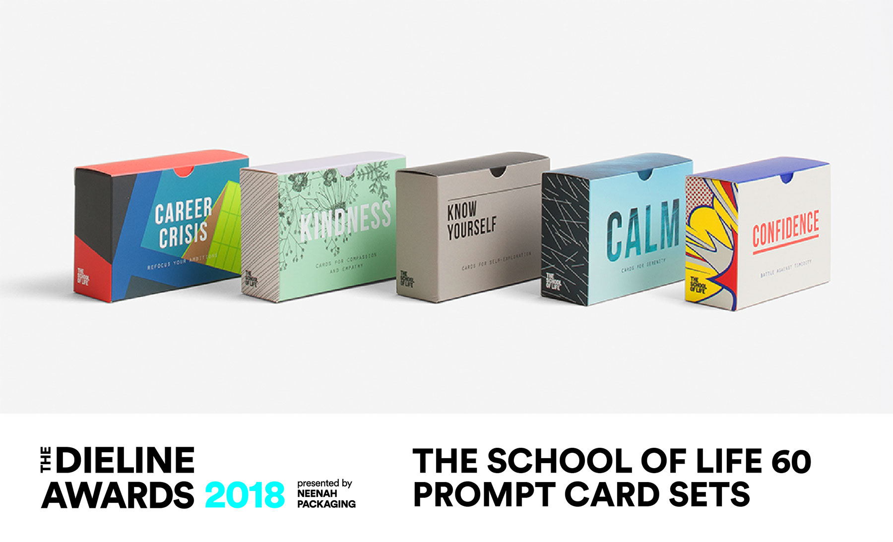 The Dieline Awards 2018 Outstanding Achievements: The School of Life 60 Prompt Card Sets