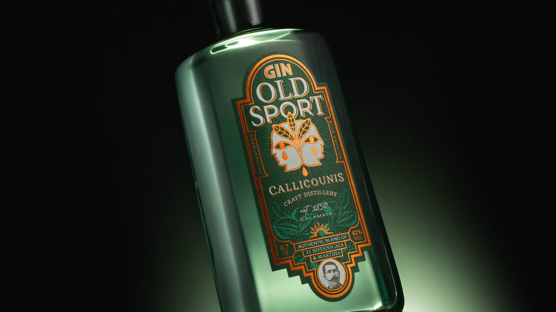 Two Faces, One Mastic Tree, and a Very Art Deco-Inspired Gin Label